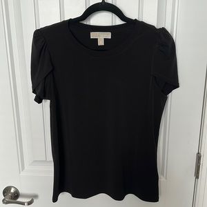 Michael Kors Black Tulip Gathered Sleeve Top